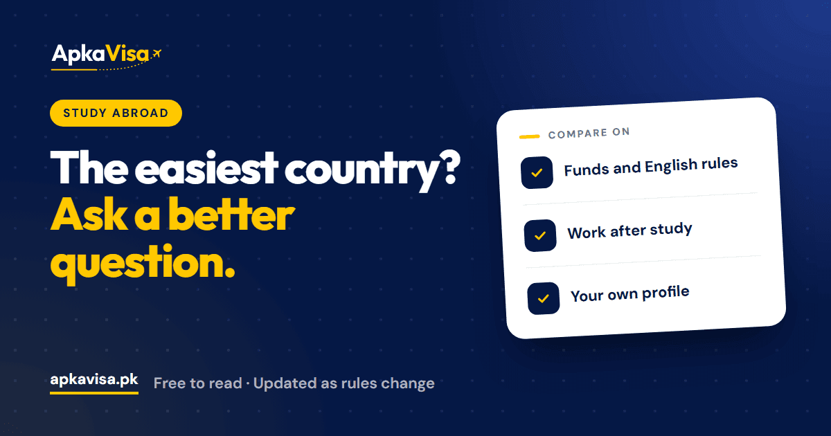 ApkaVisa blog cover: easiest countries for a student visa from Pakistan, compared honestly