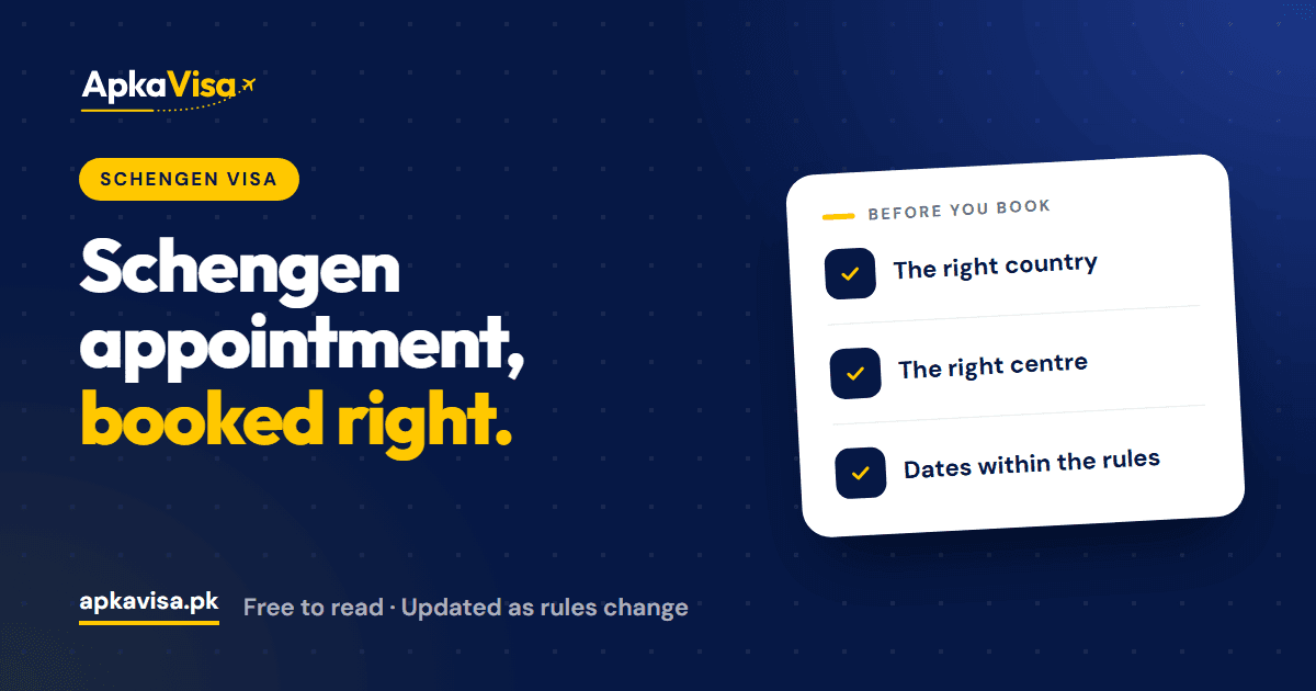 ApkaVisa blog cover: booking a Schengen visa appointment from Pakistan